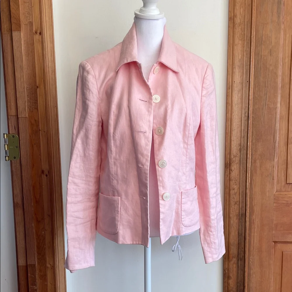 CHAPS Soft Pink Women's Linen Lined Jacket 10 - Picture 3 of 17